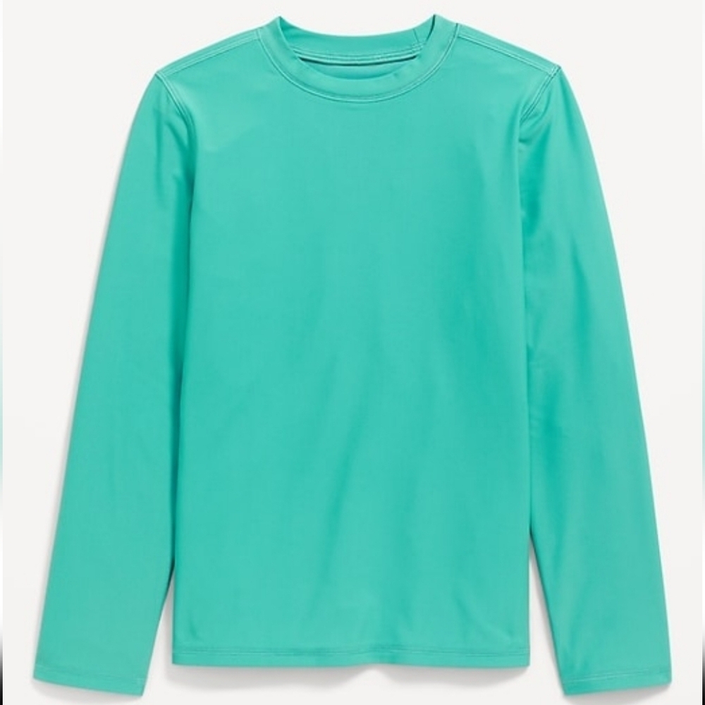 NWT Old Navy Blue Wing Teal Long Sleeve Rashguard Little Boy M (8)
